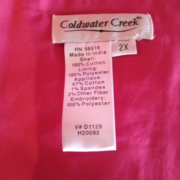 Coldwater Creek 2X Bright Pink Embroidered Button-Up Cotton Shirt Blouse - Picture 8 of 9